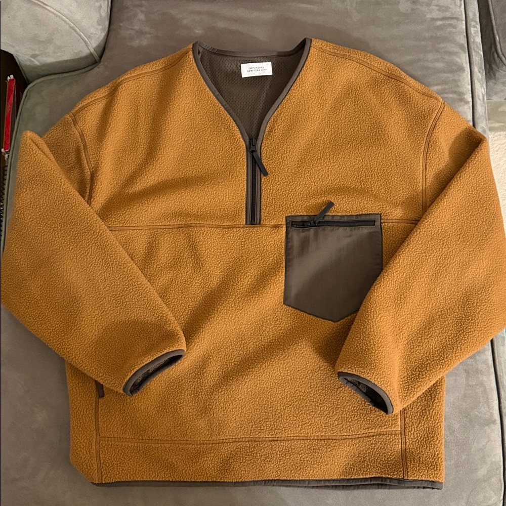 Saturdays New York City Tan Pullover Fleece Sweater